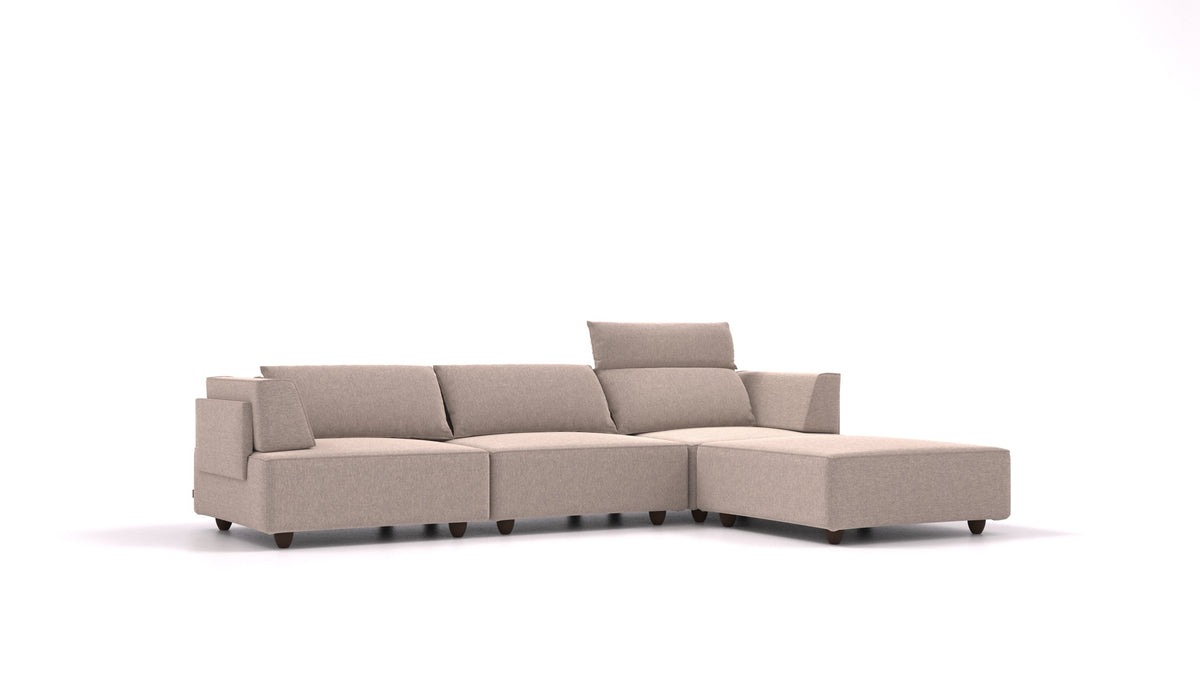 CasCais CS, modulares Sofa von FEYDOM im Stoff Velare ET-15 Light Grey, dunkle Füße