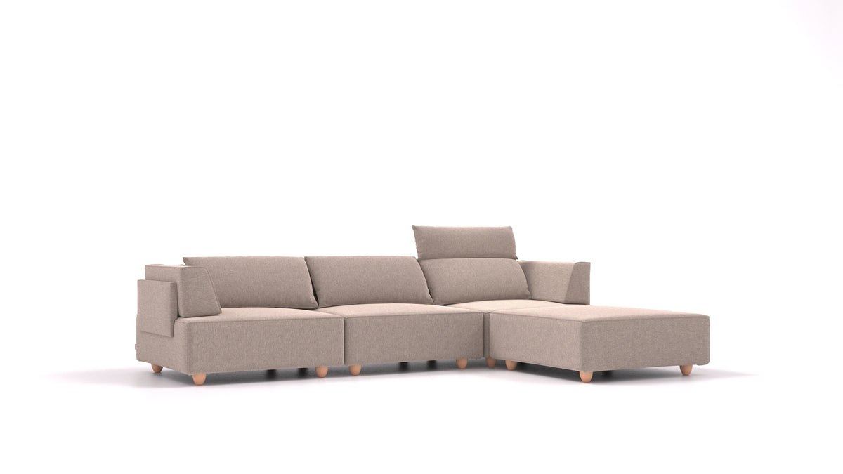 CasCais CS, modulares Sofa von FEYDOM im Stoff Velare ET-15 Light Grey, helle Füße