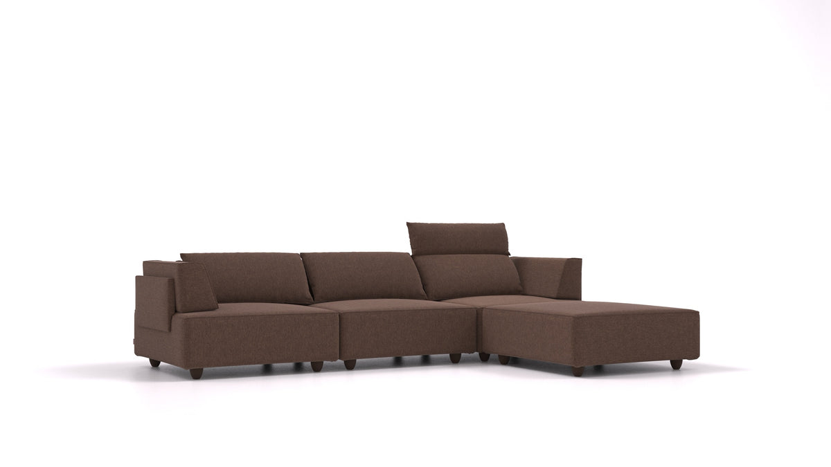 CasCais CS, modulares Sofa von FEYDOM im Stoff Velare ET-27 Chocolate, dunkle Füße