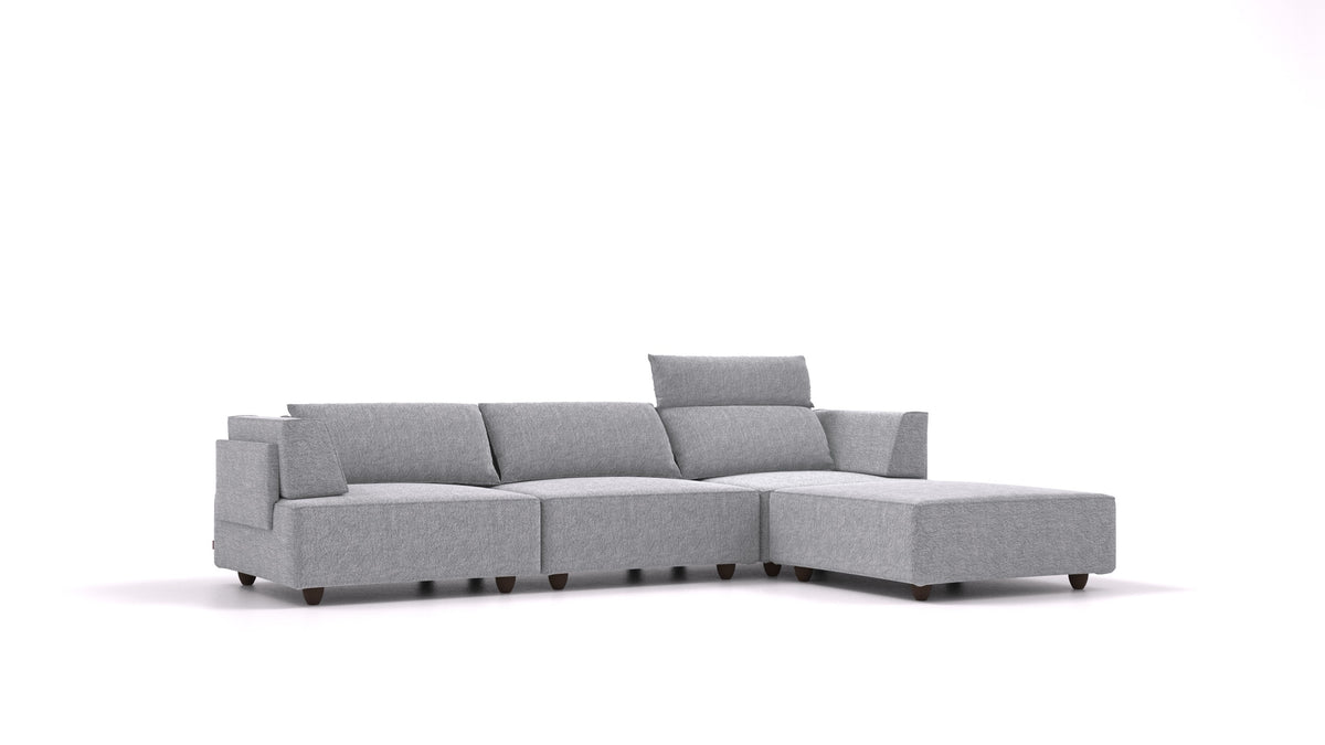 CasCais CS, modulares Sofa von FEYDOM im Stoff Phoenix FE-92 Dark Grey, dunkle Füße