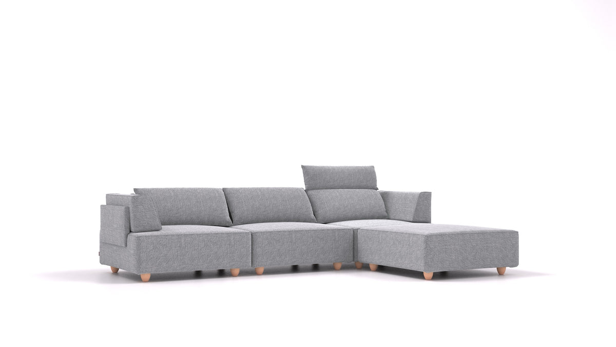 CasCais CS, modulares Sofa von FEYDOM im Stoff Phoenix FE-92 Dark Grey, helle Füße