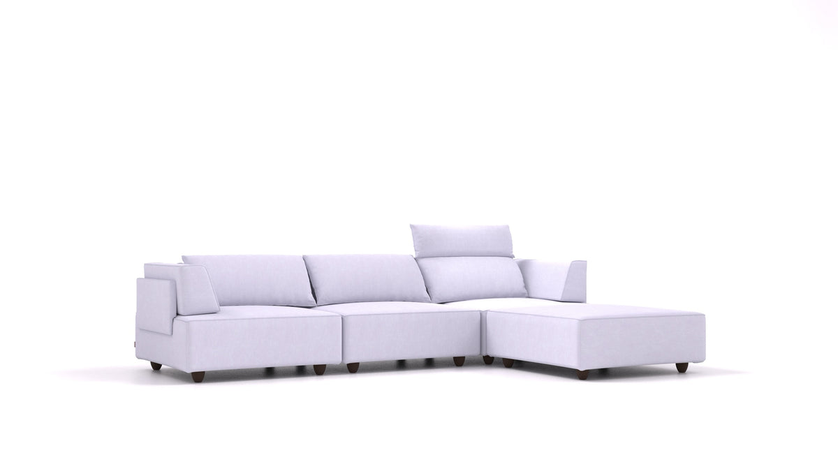 CasCais CS, modulares Sofa von FEYDOM im Stoff Mollia FF-17 Lavander, dunkle Füße
