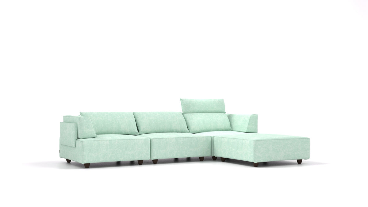 CasCais CS, modulares Sofa von FEYDOM im Stoff Mollia FF-18 Mint, dunkle Füße
