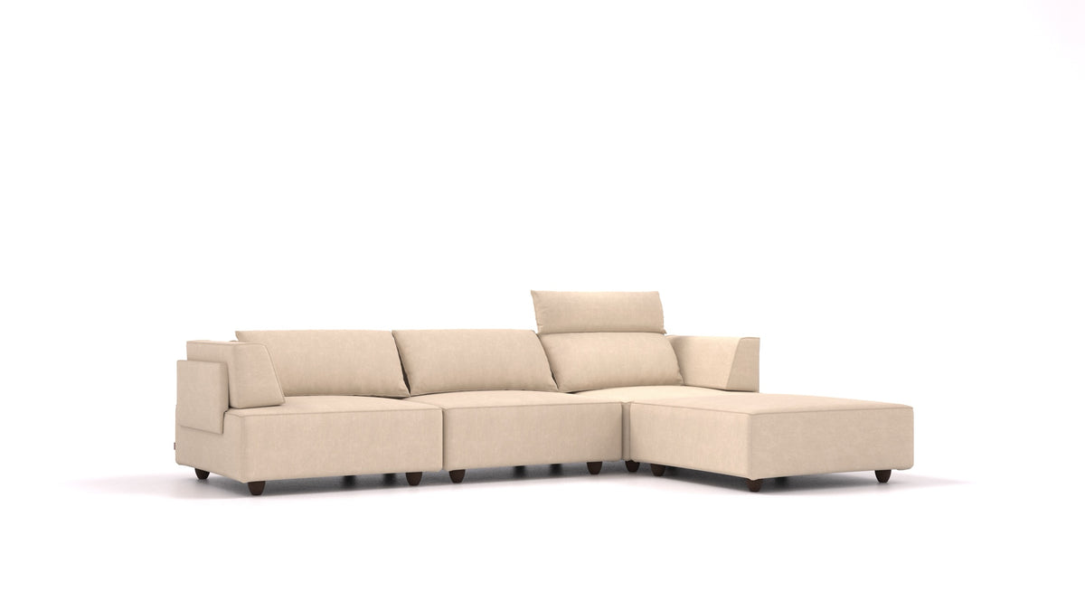 CasCais CS, modulares Sofa von FEYDOM im Stoff Mollia HC-03 Honey, dunkle Füße