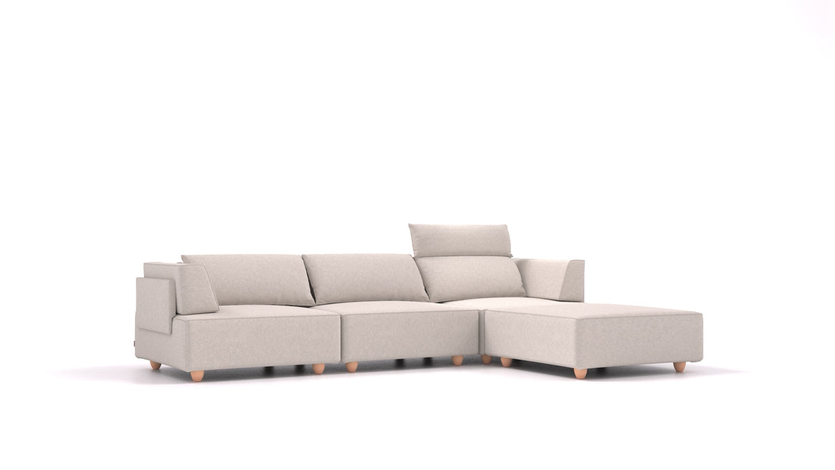 CasCais CS, modulares Sofa von FEYDOM im Stoff Icon IC-02 Natur, helle Füße