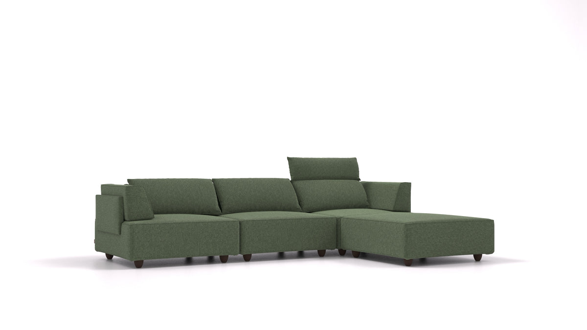 CasCais CS, modulares Sofa von FEYDOM im Stoff Icon IC-39 Forest, dunkle Füße
