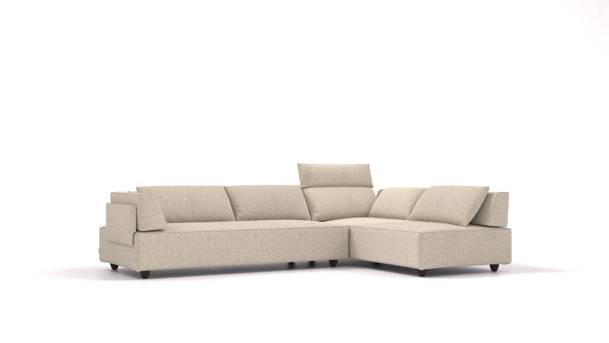 CasCais G, modulares Sofa von FEYDOM im Stoff Alure DE-09 Natur, dunkle Füße