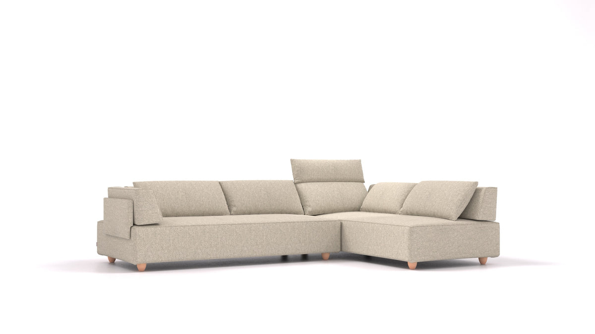 CasCais G, modulares Sofa von FEYDOM im Stoff Alure DE-09 Natur, helle Füße