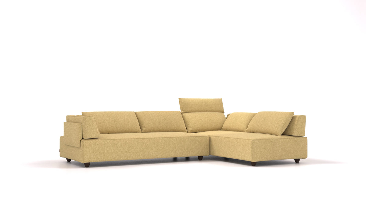 CasCais G, modulares Sofa von FEYDOM im Stoff Alure DE-48 Yellow, dunkle Füße