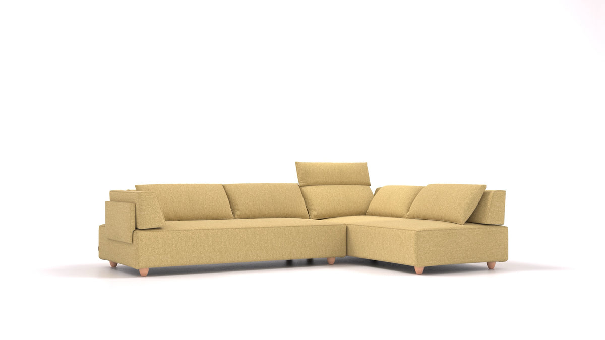 CasCais G, modulares Sofa von FEYDOM im Stoff Alure DE-48 Yellow, helle Füße