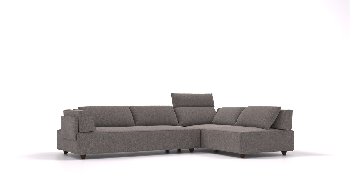 CasCais G, modulares Sofa von FEYDOM im Stoff Alure DE-92 Middle Grey, dunkle Füße