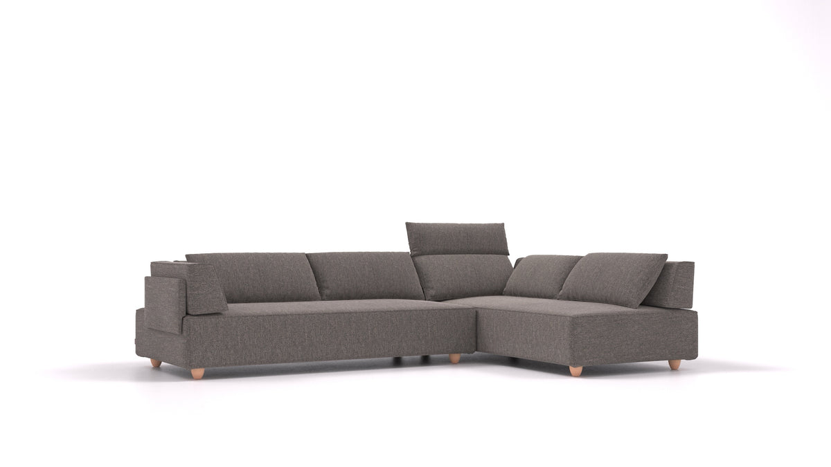 CasCais G, modulares Sofa von FEYDOM im Stoff Alure DE-92 Middle Grey, helle Füße