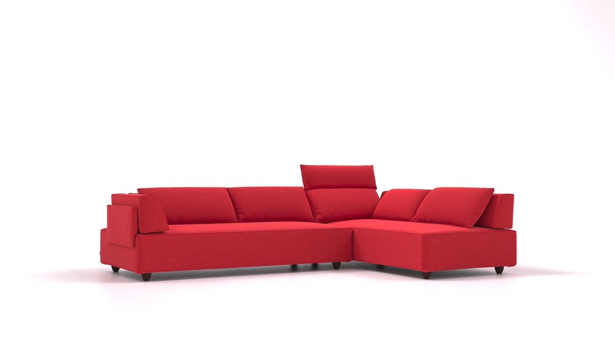 CasCais G, modulares Sofa von FEYDOM im Stoff Velare ET-11 Red, dunkle Füße