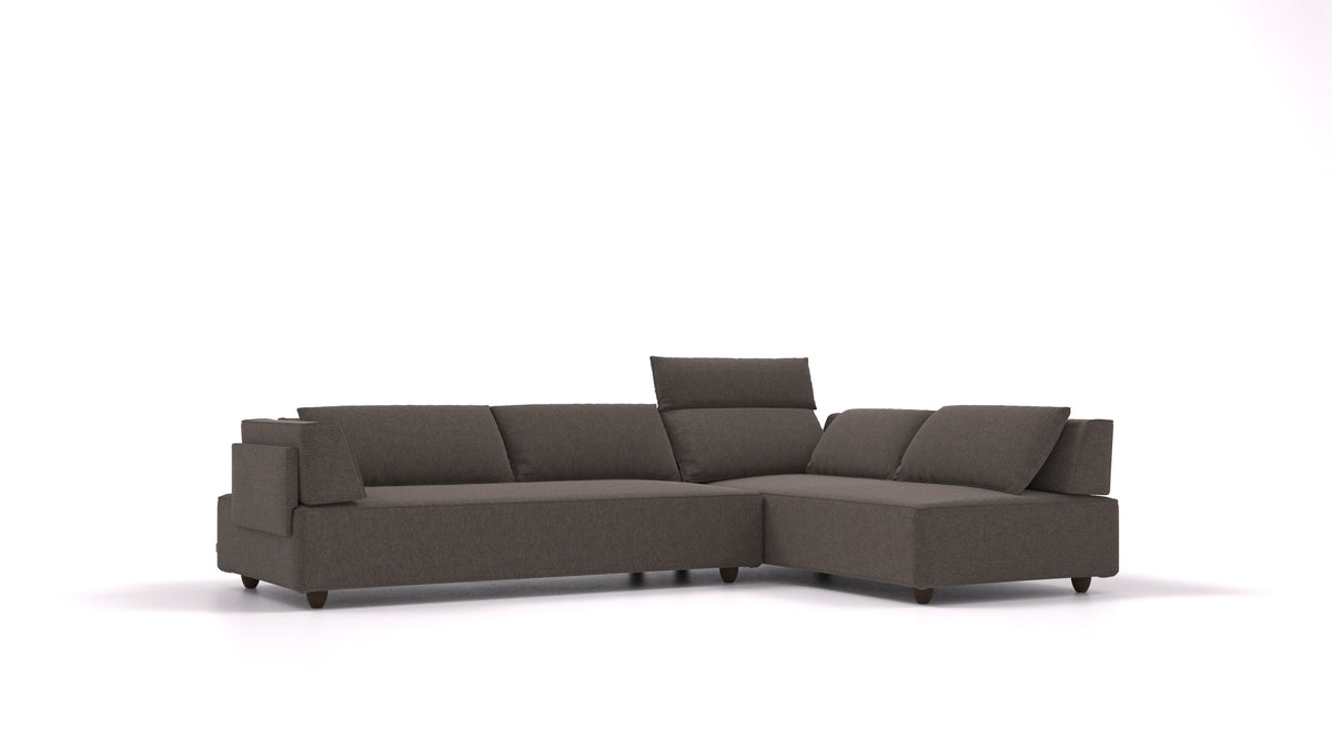 CasCais G, modulares Sofa von FEYDOM im Stoff Velare ET-12 Dark Grey, dunkle Füße