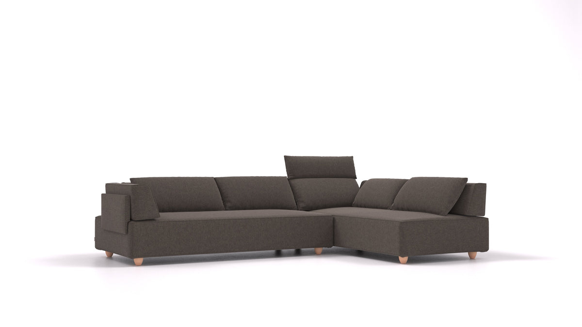 CasCais G, modulares Sofa von FEYDOM im Stoff Velare ET-12 Dark Grey, helle Füße