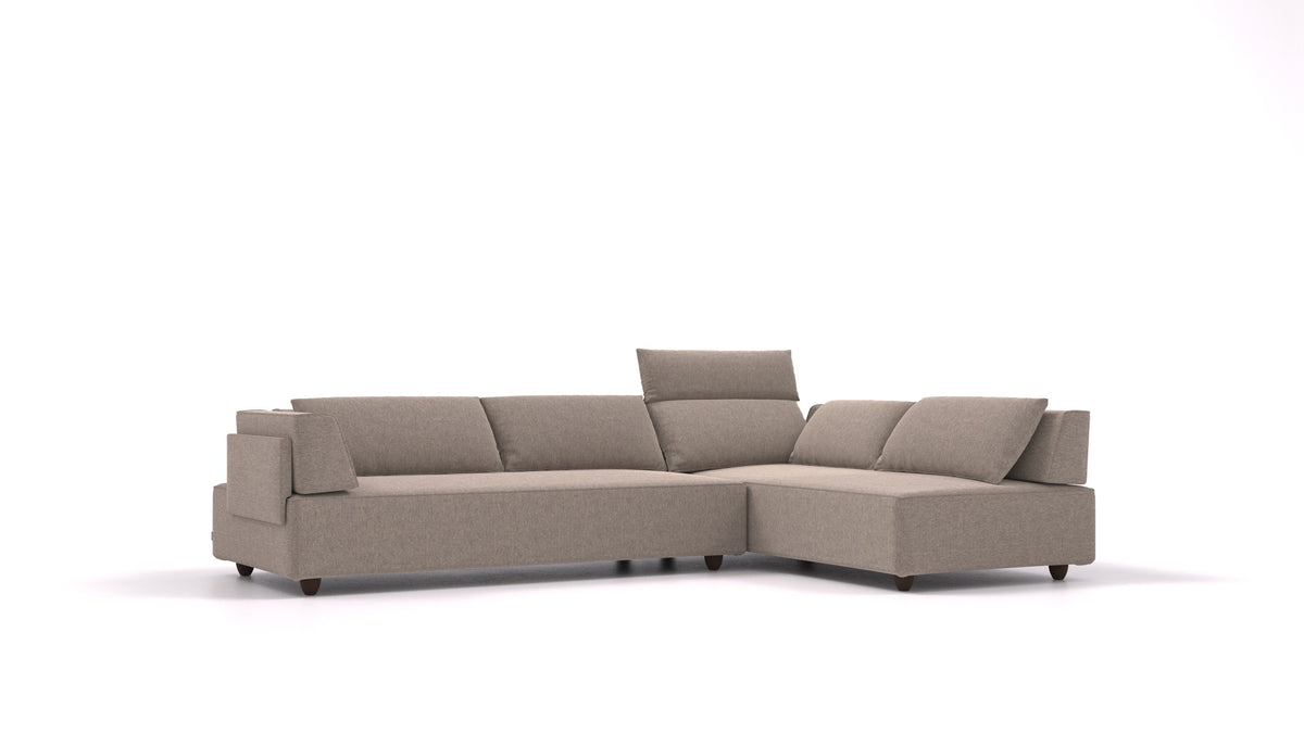CasCais G, modulares Sofa von FEYDOM im Stoff Velare ET-14 Middle Grey, dunkle Füße