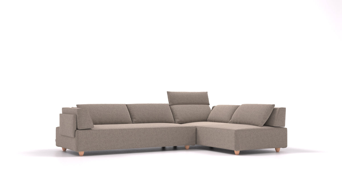 CasCais G, modulares Sofa von FEYDOM im Stoff Velare ET-14 Middle Grey, helle Füße