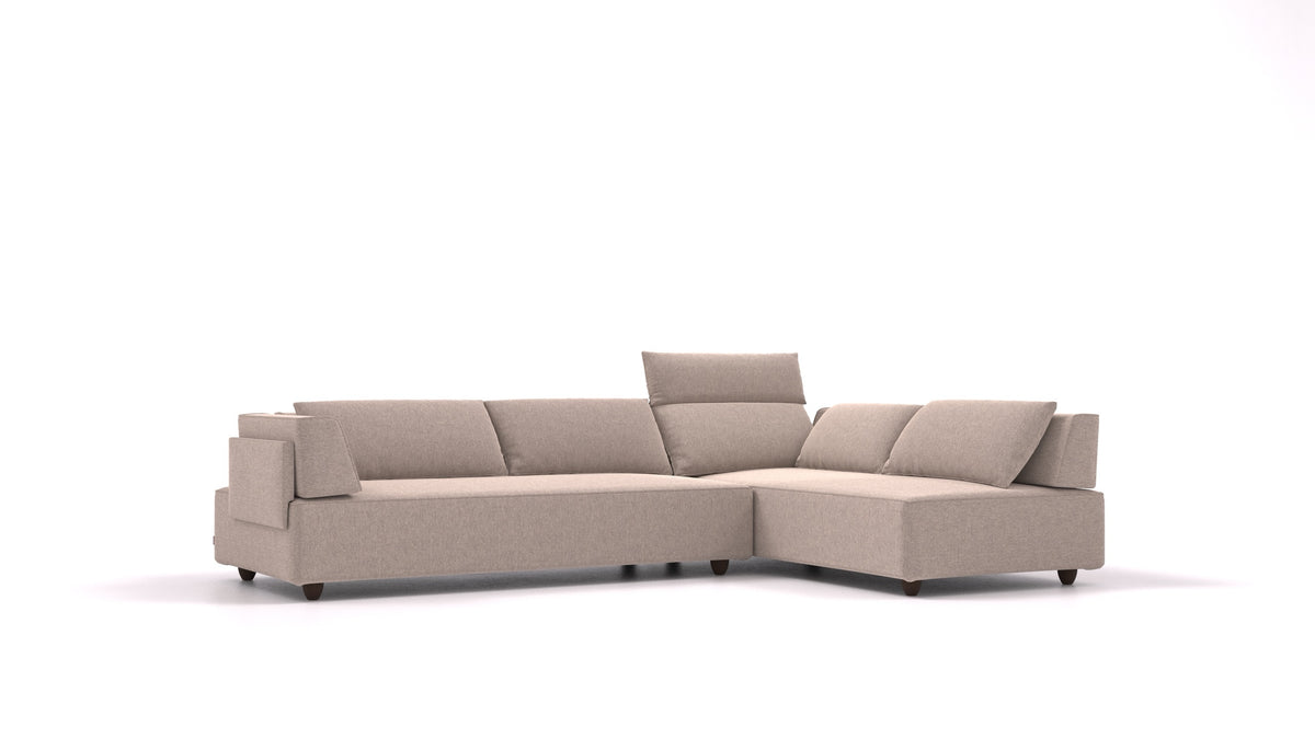 CasCais G, modulares Sofa von FEYDOM im Stoff Velare ET-15 Light Grey, dunkle Füße