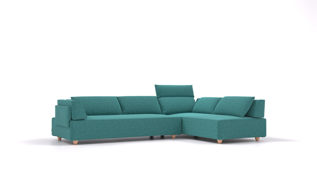 CasCais G, modulares Sofa von FEYDOM im Stoff Velare ET-16 Turquoise, helle Füße