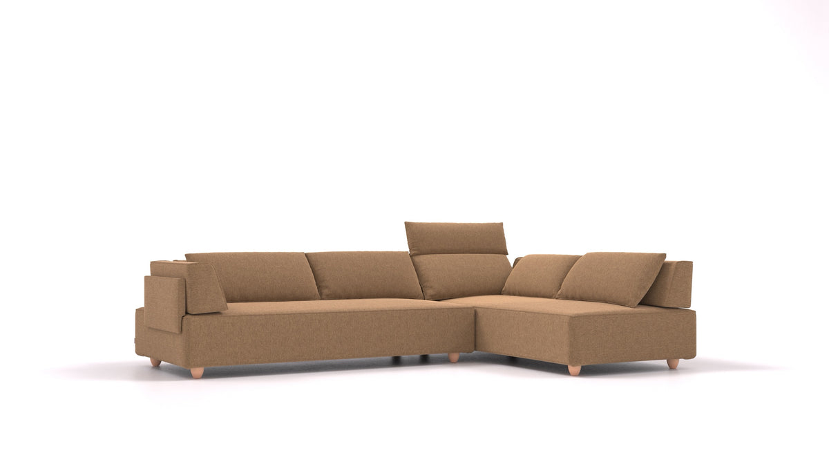CasCais G, modulares Sofa von FEYDOM im Stoff Velare ET-24 Cappuccino, helle Füße