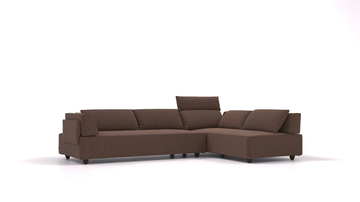 CasCais G, modulares Sofa von FEYDOM im Stoff Velare ET-27 Chocolate, dunkle Füße