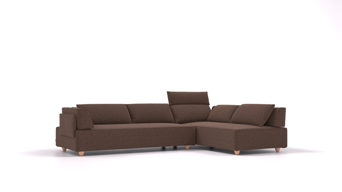 CasCais G, modulares Sofa von FEYDOM im Stoff Velare ET-27 Chocolate, helle Füße