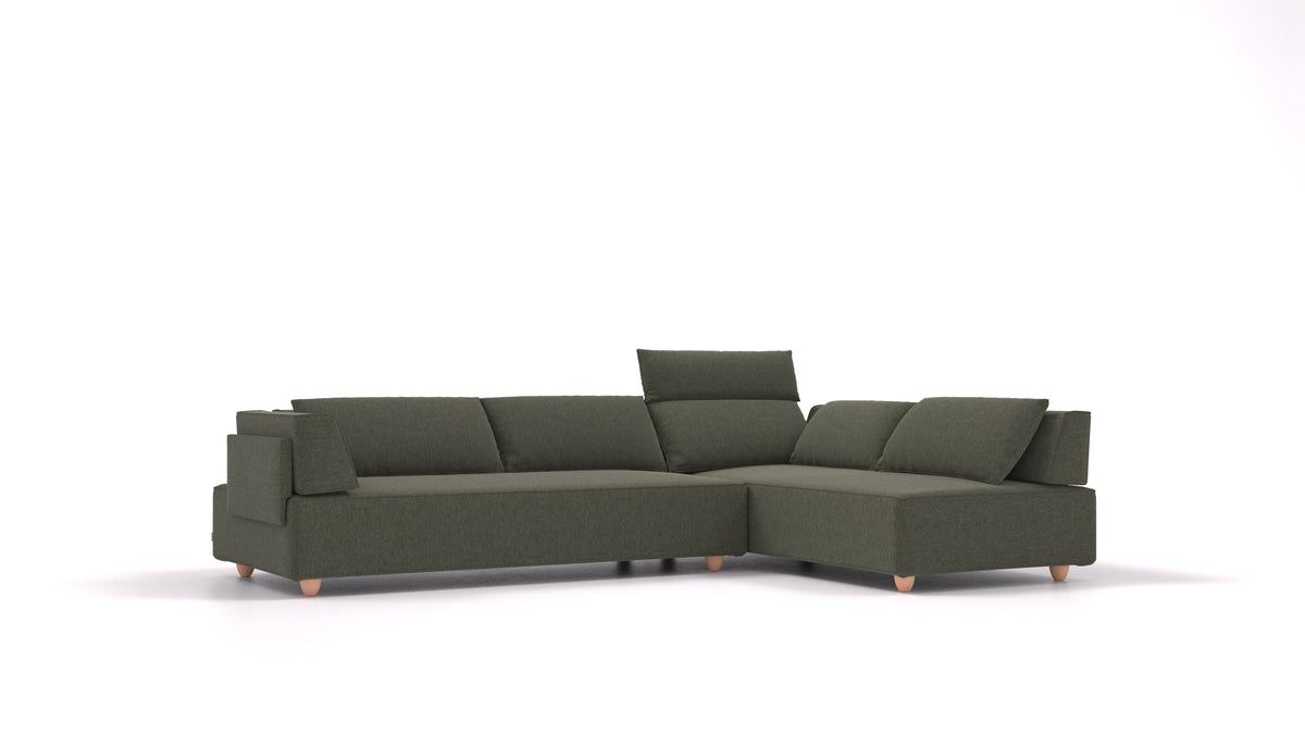 CasCais G, modulares Sofa von FEYDOM im Stoff Velare ET-38 Pine, helle Füße