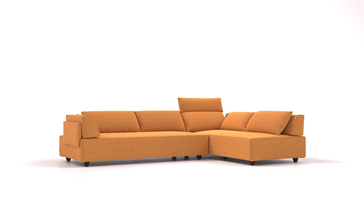 CasCais G, modulares Sofa von FEYDOM im Stoff Velare ET-48 Antic Gold, dunkle Füße