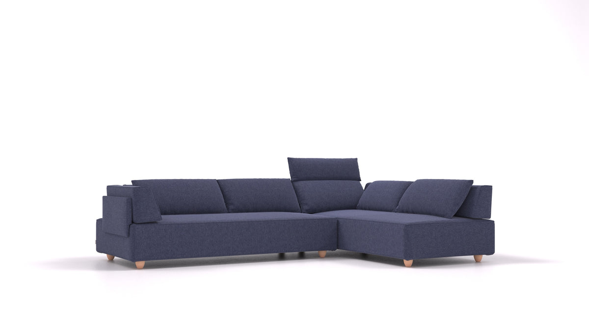 CasCais G, modulares Sofa von FEYDOM im Stoff Velare ET-80 Noble Blue, helle Füße
