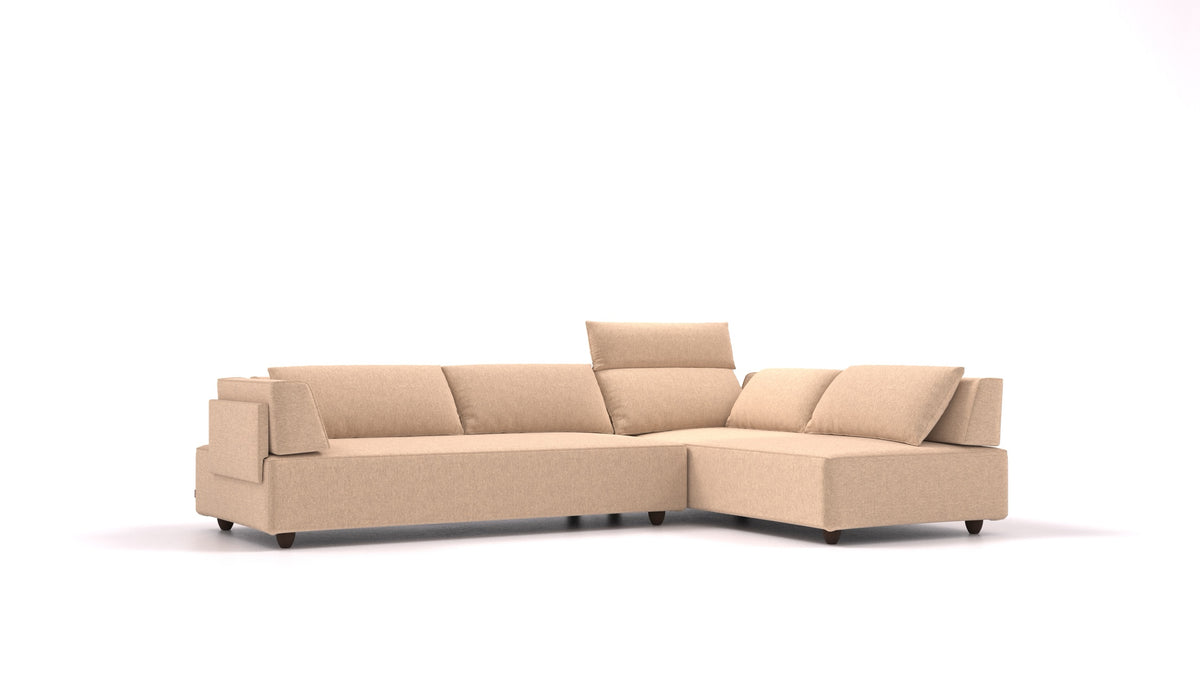 CasCais G, modulares Sofa von FEYDOM im Stoff Velare ET-99 Latte, dunkle Füße