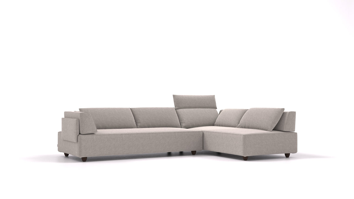 CasCais G, modulares Sofa von FEYDOM im Stoff Phoenix FE-84 Middle Grey, dunkle Füße