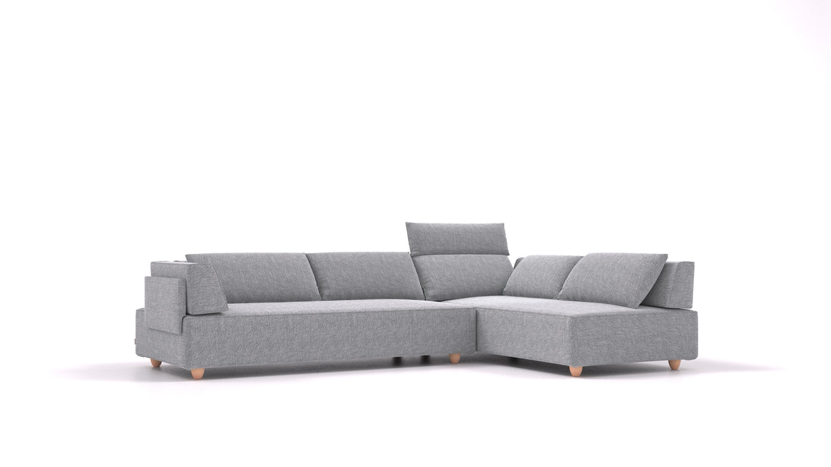 CasCais G, modulares Sofa von FEYDOM im Stoff Phoenix FE-92 Dark Grey, helle Füße