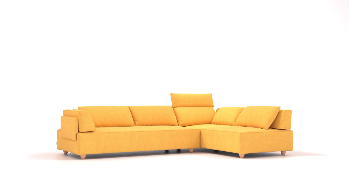 CasCais G, modulares Sofa von FEYDOM im Stoff Mollia FF-16 Yellow, helle Füße
