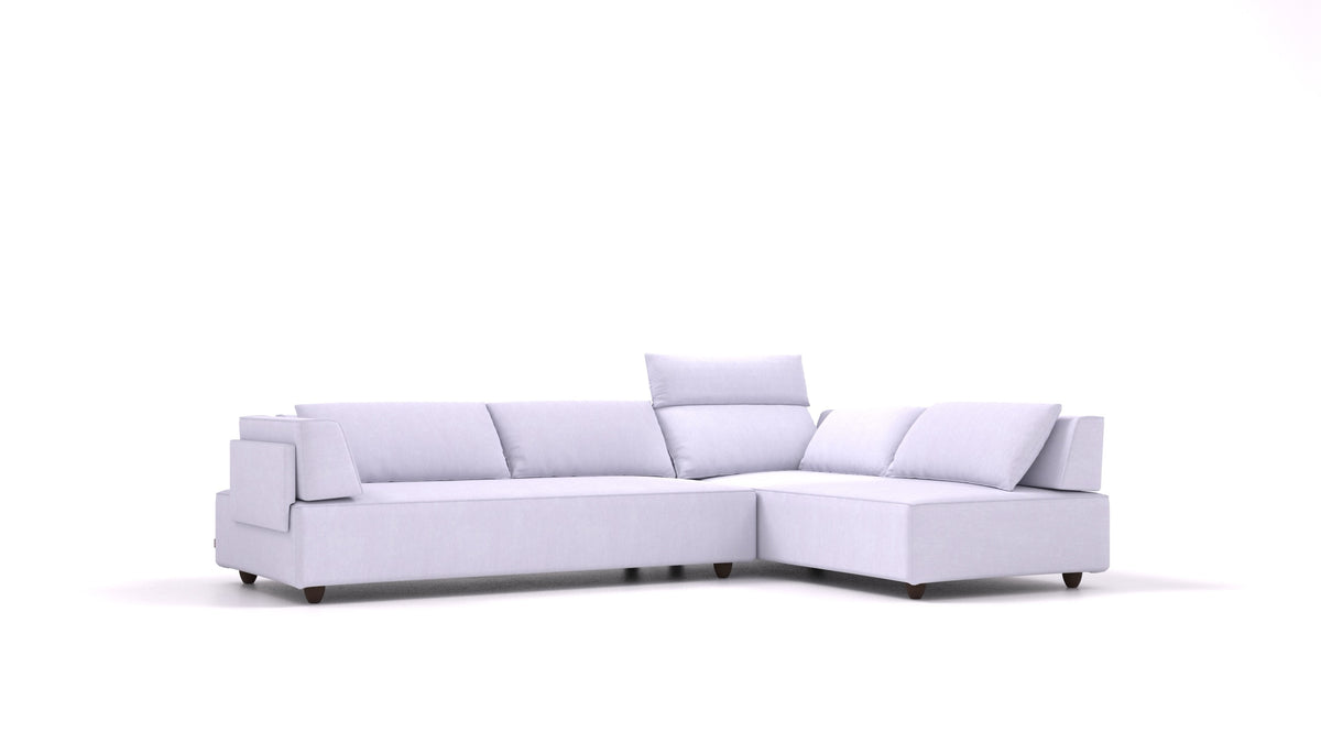 CasCais G, modulares Sofa von FEYDOM im Stoff Mollia FF-17 Lavander, dunkle Füße