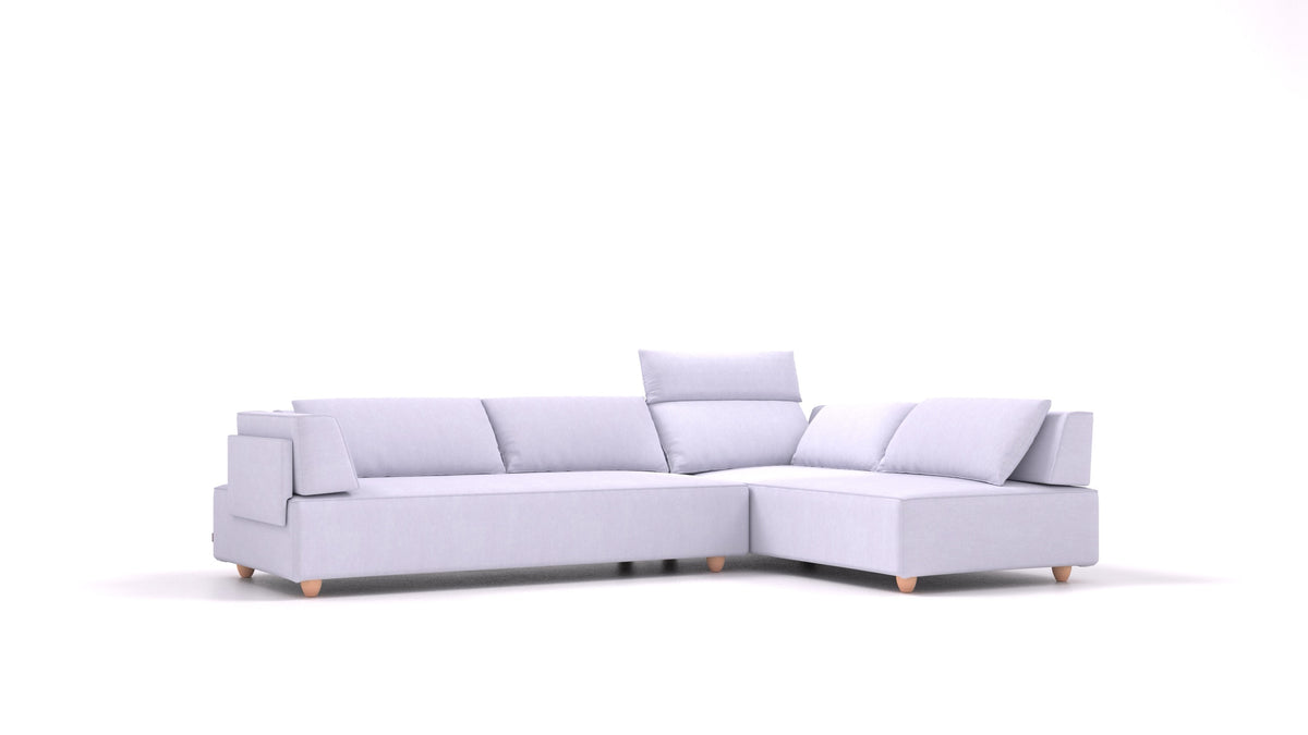 CasCais G, modulares Sofa von FEYDOM im Stoff Mollia FF-17 Lavander, helle Füße