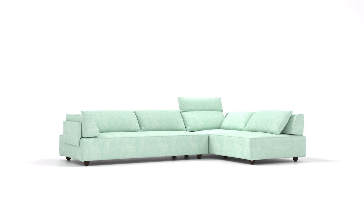 CasCais G, modulares Sofa von FEYDOM im Stoff Mollia FF-18 Mint, dunkle Füße