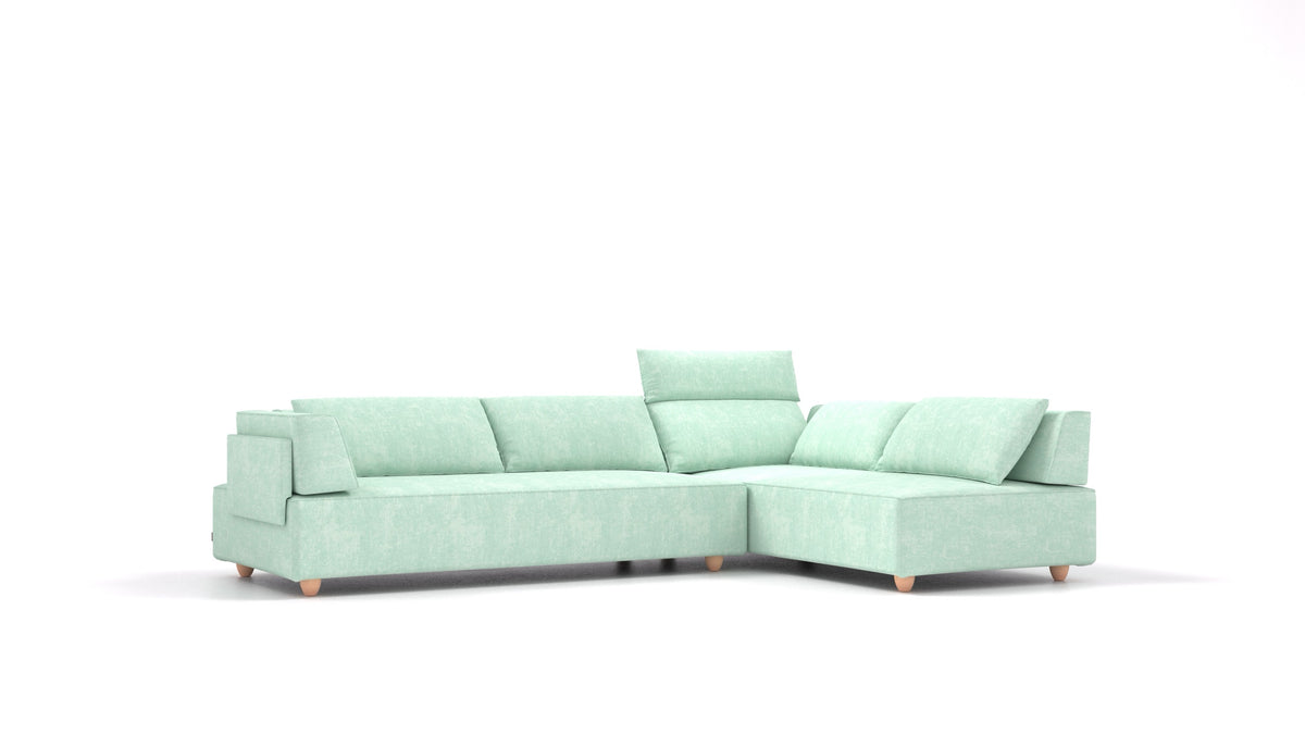 CasCais G, modulares Sofa von FEYDOM im Stoff Mollia FF-18 Mint, helle Füße
