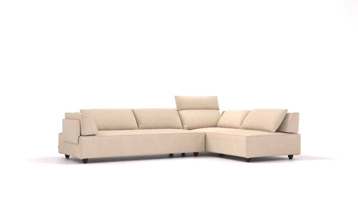 CasCais G, modulares Sofa von FEYDOM im Stoff Mollia HC-03 Honey, dunkle Füße
