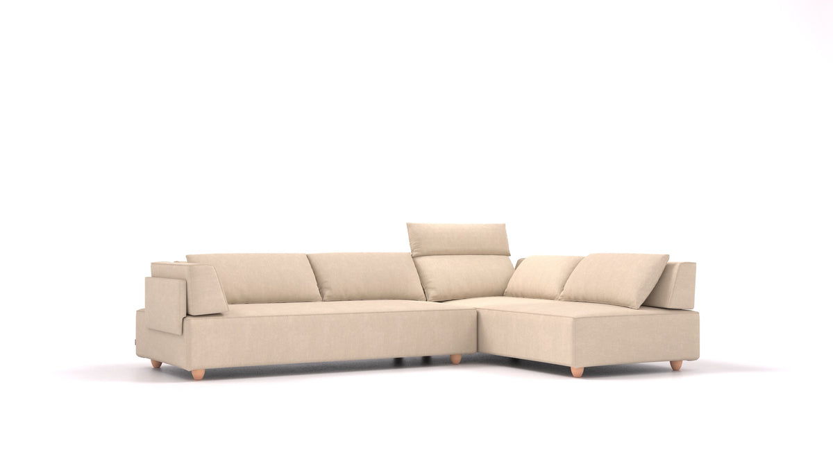 CasCais G, modulares Sofa von FEYDOM im Stoff Mollia HC-03 Honey, helle Füße