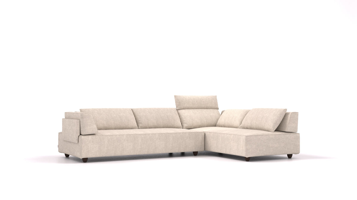 CasCais G, modulares Sofa von FEYDOM im Stoff Mollia HC-04 White, dunkle Füße