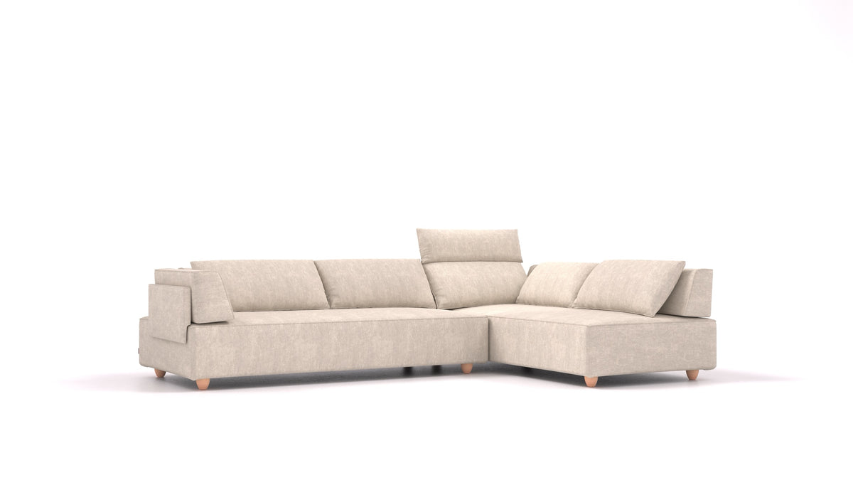 CasCais G, modulares Sofa von FEYDOM im Stoff Mollia HC-04 White, helle Füße