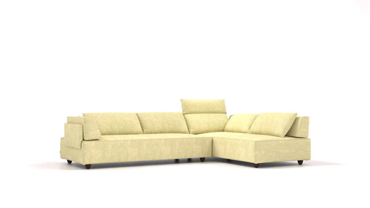 CasCais G, modulares Sofa von FEYDOM im Stoff Mollia HC-09 Grass Green, dunkle Füße