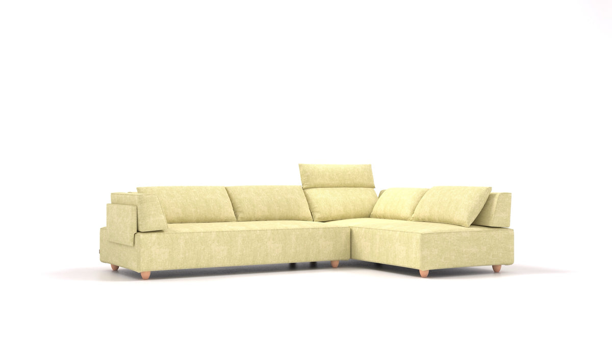 CasCais G, modulares Sofa von FEYDOM im Stoff Mollia HC-09 Grass Green, helle Füße