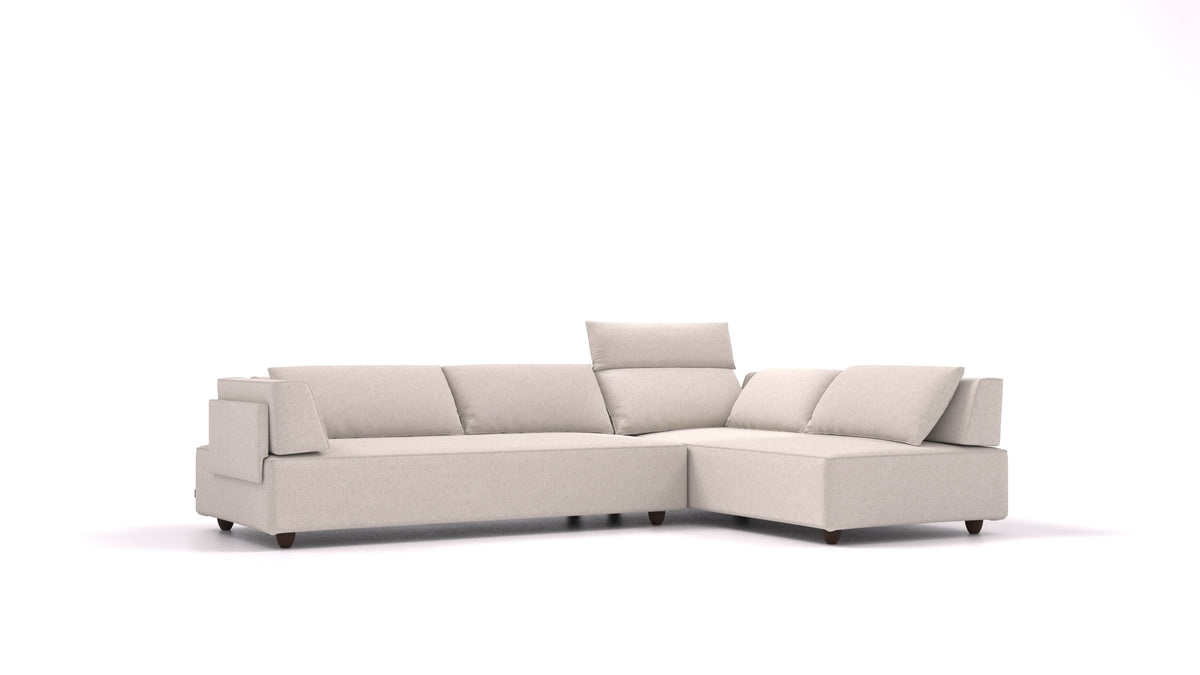 CasCais G, modulares Sofa von FEYDOM im Stoff Icon IC-02 Natur, dunkle Füße