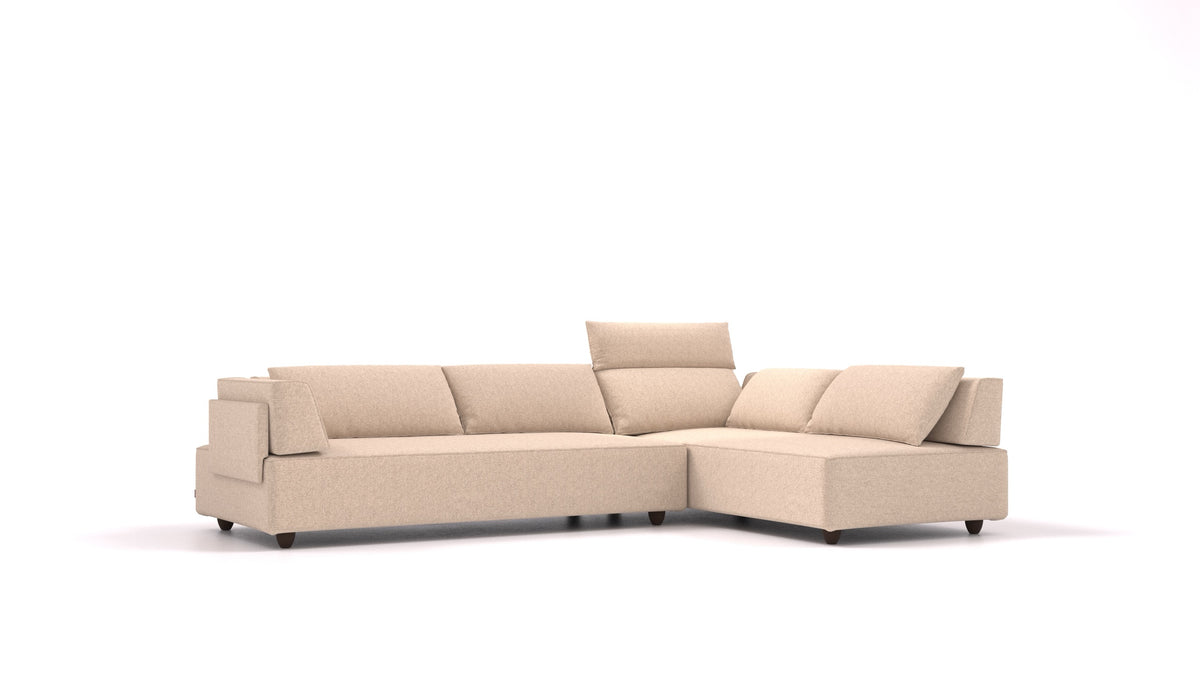 CasCais G, modulares Sofa von FEYDOM im Stoff Icon IC-06 Cappuccino, dunkle Füße