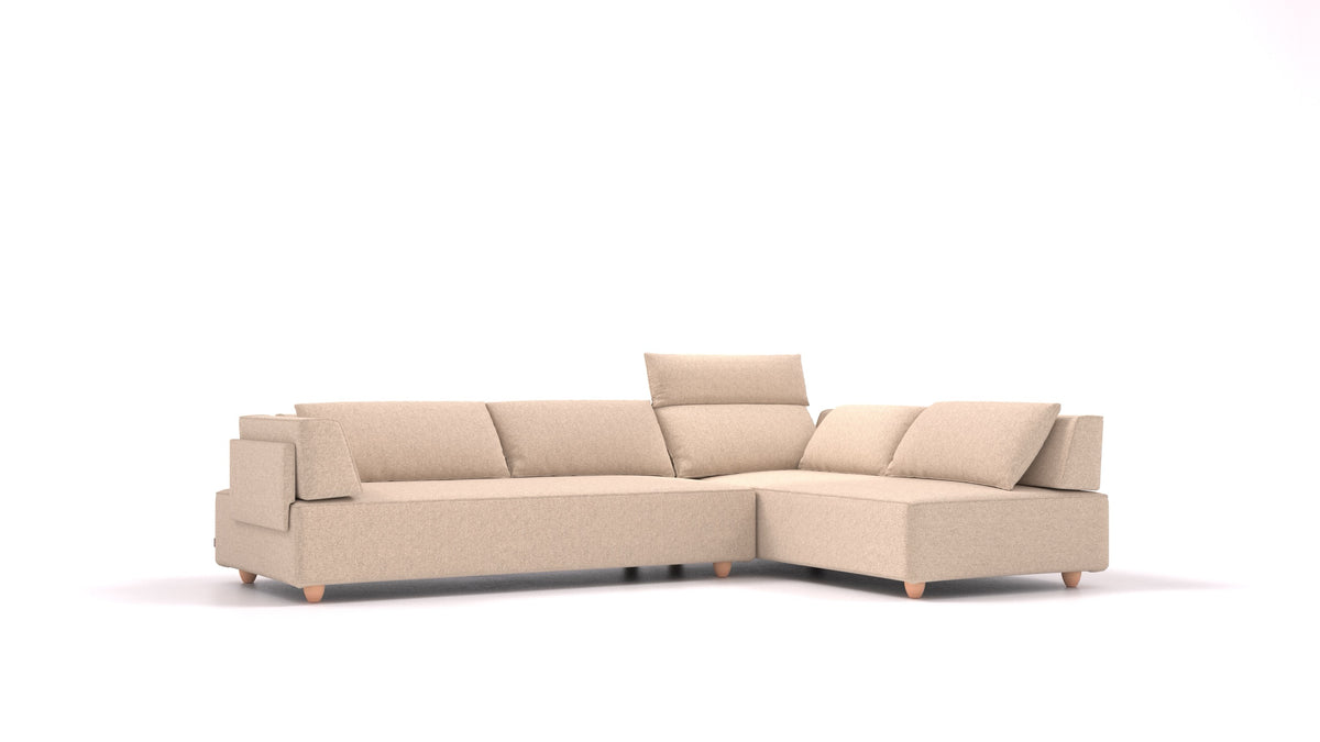 CasCais G, modulares Sofa von FEYDOM im Stoff Icon IC-06 Cappuccino, helle Füße