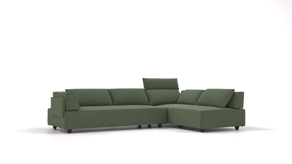 CasCais G, modulares Sofa von FEYDOM im Stoff Icon IC-39 Forest, dunkle Füße