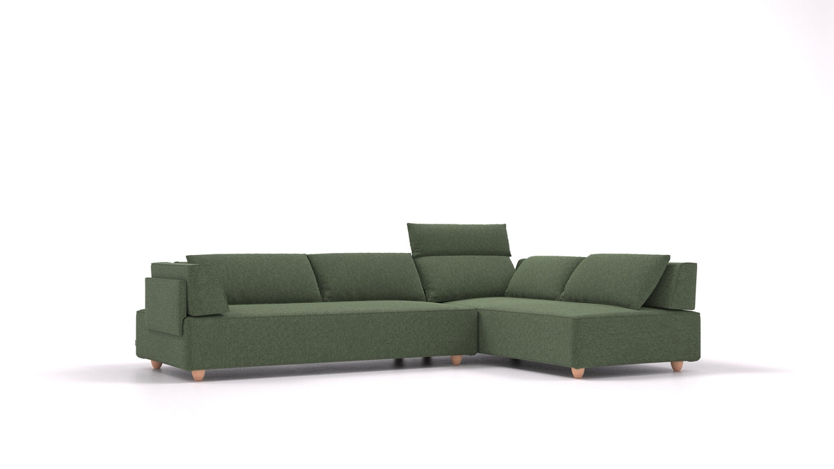 CasCais G, modulares Sofa von FEYDOM im Stoff Icon IC-39 Forest, helle Füße