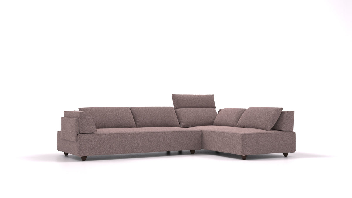 CasCais G, modulares Sofa von FEYDOM im Stoff Icon IC-69 Marmo, dunkle Füße