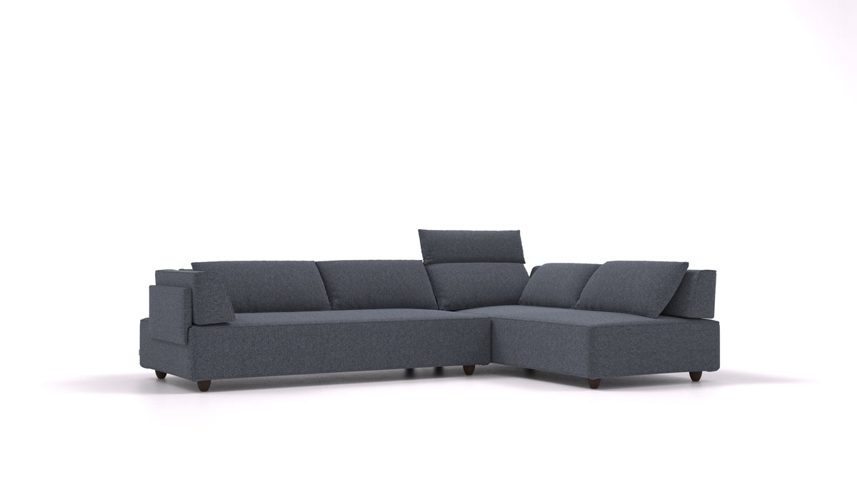 CasCais G, modulares Sofa von FEYDOM im Stoff Icon IC-79 Deep Blue, dunkle Füße